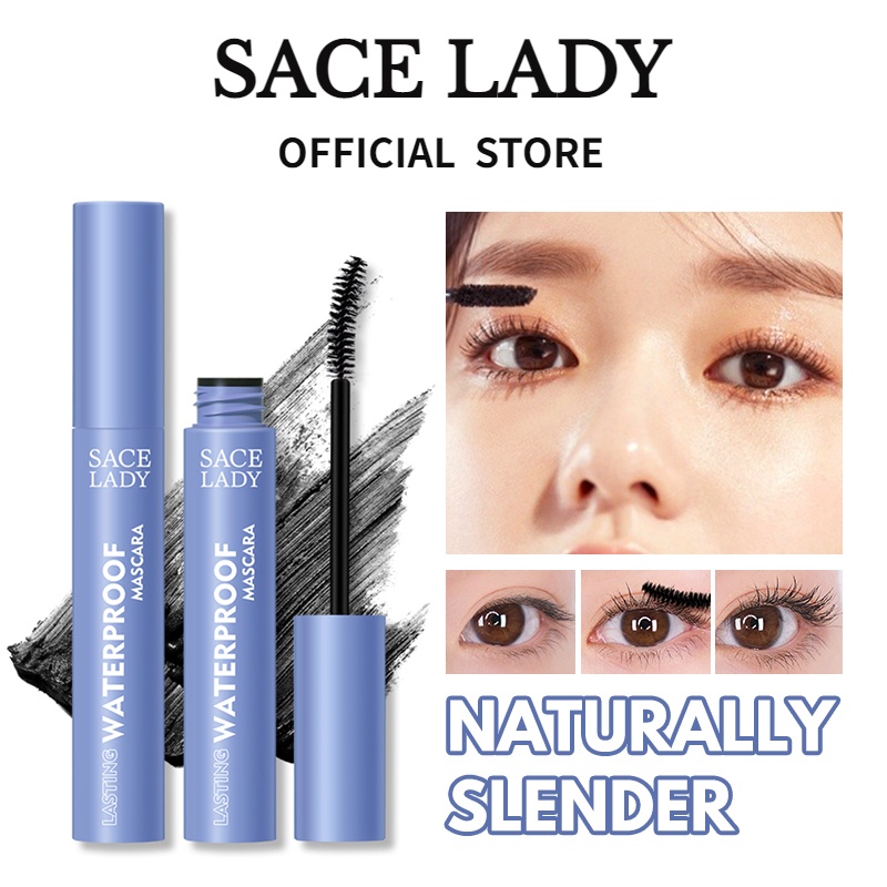 Mascara SACE LADY Trang chủ không lem chống thấm mồ hôi uốn cong thanh mảnh tự nhiên dạng ống màu xanh dương