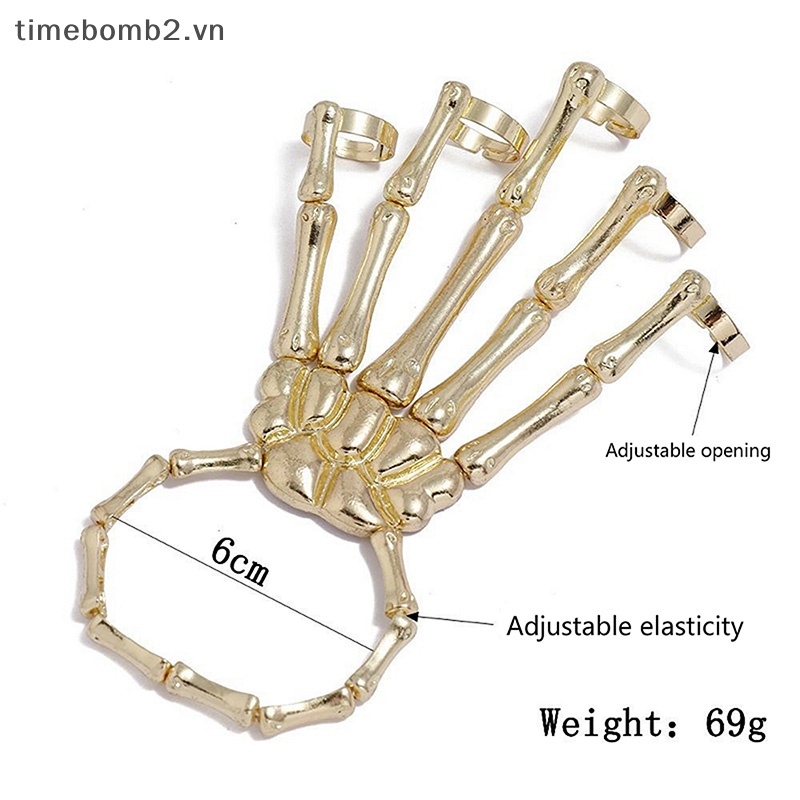 {Timebomb} Vòng Đeo Tay Hình Bộ Xương Bàn Tay Có Thể Điều Chỉnh Phong Cách Gothic