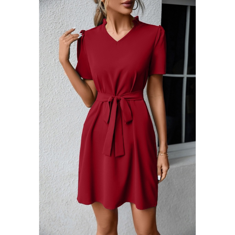 Đầm Ngắn Tay Dáng Rộng Lưng Cao Thời Trang Thanh Lịch