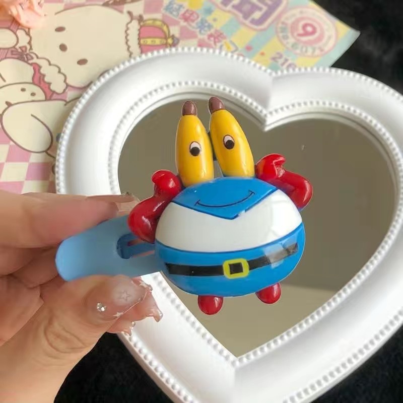 Kẹp Tóc Hình Vuông Cỡ Lớn Họa Tiết Hoạt Hình SpongeBob Dễ Thương Cho Bạn Gái