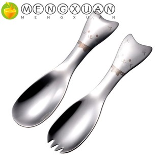 Bộ Muỗng Nĩa Ăn Salad Bằng Thép Không Gỉ 304 Hình Mèo Hoạt Hình Dễ Thương