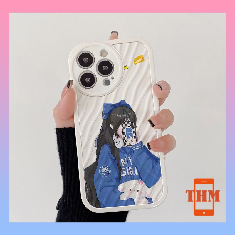 Ốp lưng iphone Cô gái làm hết sức mình, làn sóng nước, vỏ mềm silica gel chống rơi trắng Cho Iphone 6 / 6S / 6splus / se / 7 / 7plus / 8 / 8plus / X / xs / xsmax / 11 / 12 / 13 / 14 / Plus / Pro / Pro Max-301