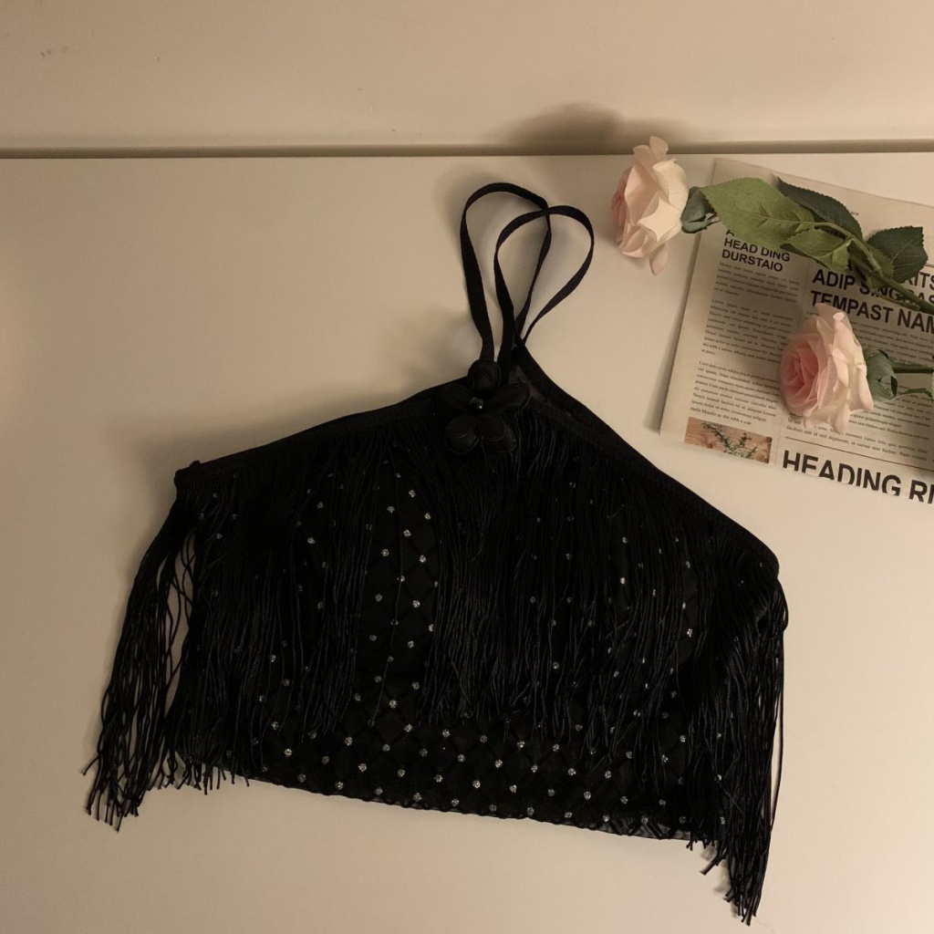 Áo Croptop Sát Nách Phối Tua Rua Thời Trang Mùa Hè Cho Phái Nữ