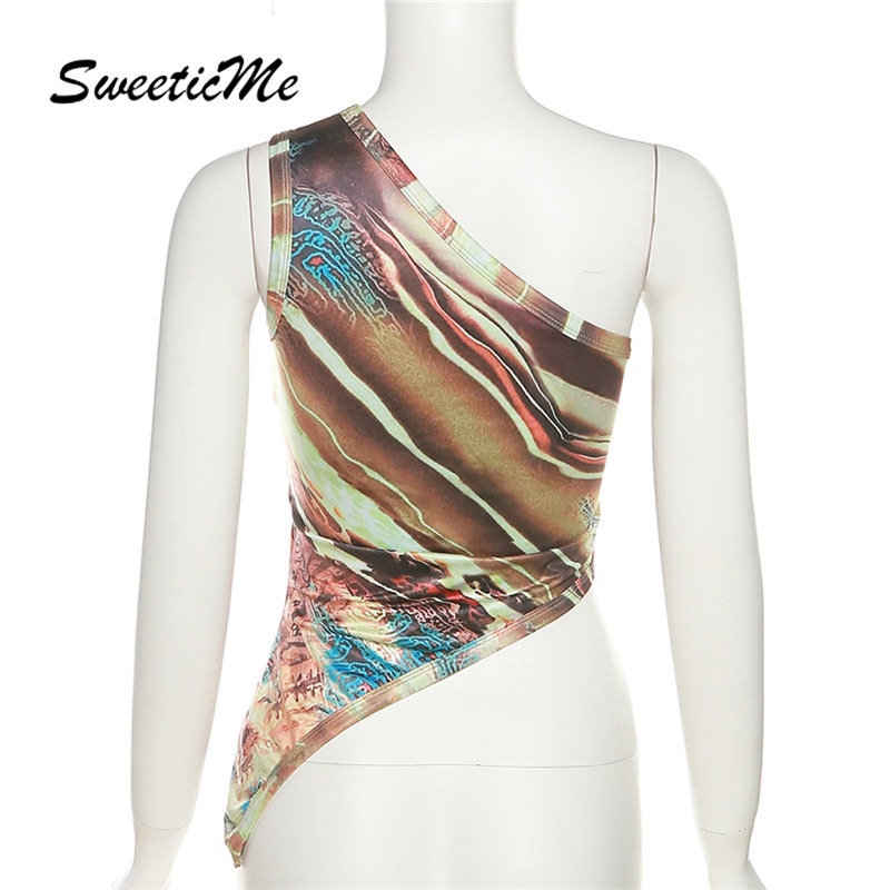 Áo Tank Top Ôm Dáng Màu Tương Phản In Họa Tiết Thời Trang 2023 Cho Nữ