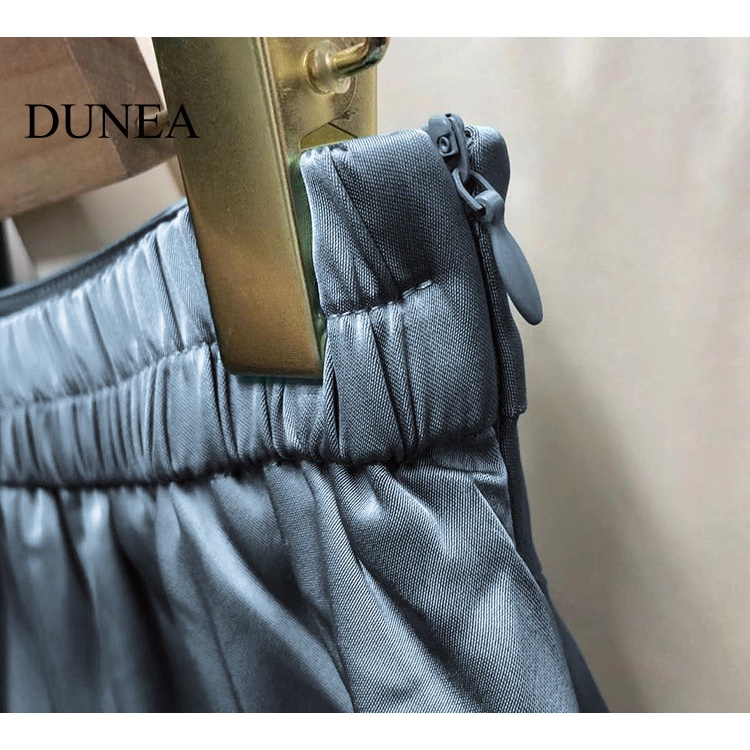 DUNEA Chân Váy Satin Bóng Chữ A Thời Trang Dành Cho Nữ