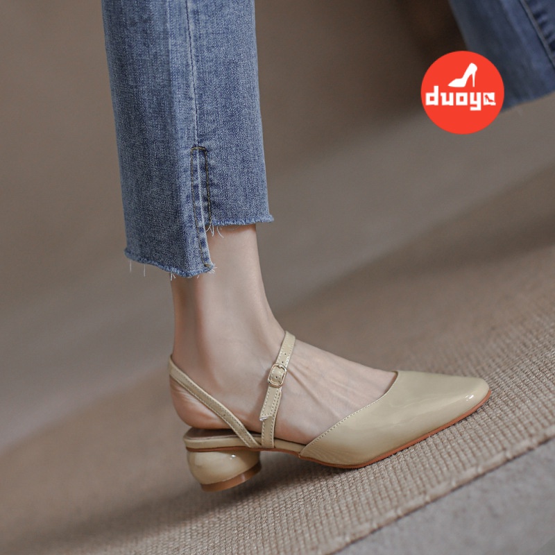 Giày Sandal Da Bóng Mũi Vuông Phong Cách Thời Trang Mùa Hè 2021 Dễ Phối Đồ