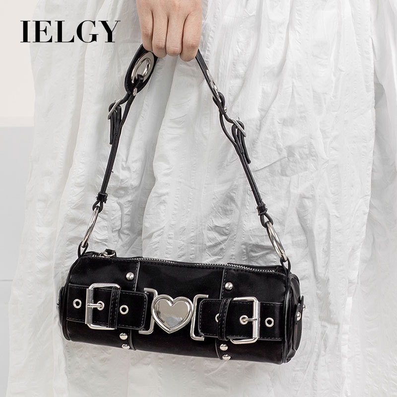 Ielgy Niche Túi Xách Đeo Dưới Cánh Tay Thiết Kế Hình Trái Tim Kim Loại Cao Cấp Dễ Phối Đồ Phong Cách Retro Cho