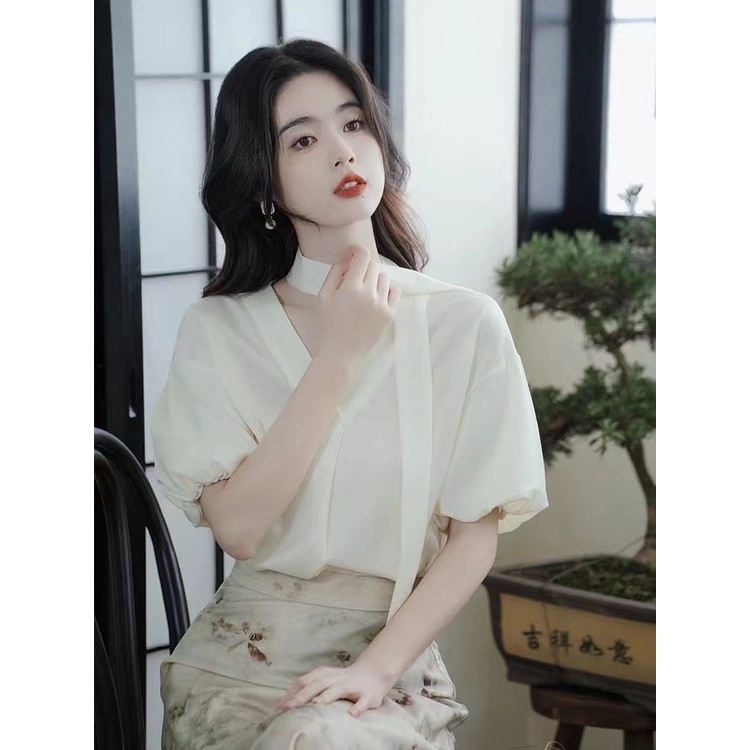 Guofeng Bộ Áo Vest Cao Cấp Nhẹ Nhàng Sang Trọng Với Chân Váy Mori Nhuộm Màu Cho Nữ