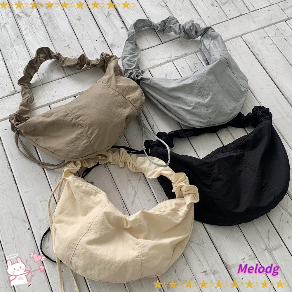 Túi Xách Đeo Vai Vải Bạt Xếp Ly Có Khóa Kéo