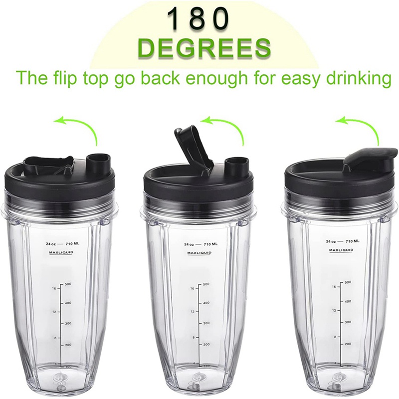 Cốc Xay Sinh Tố 24Oz Kèm 7 Lưỡi Dao Thay Thế Cho Nutri Ninja Auto IQ 24Oz