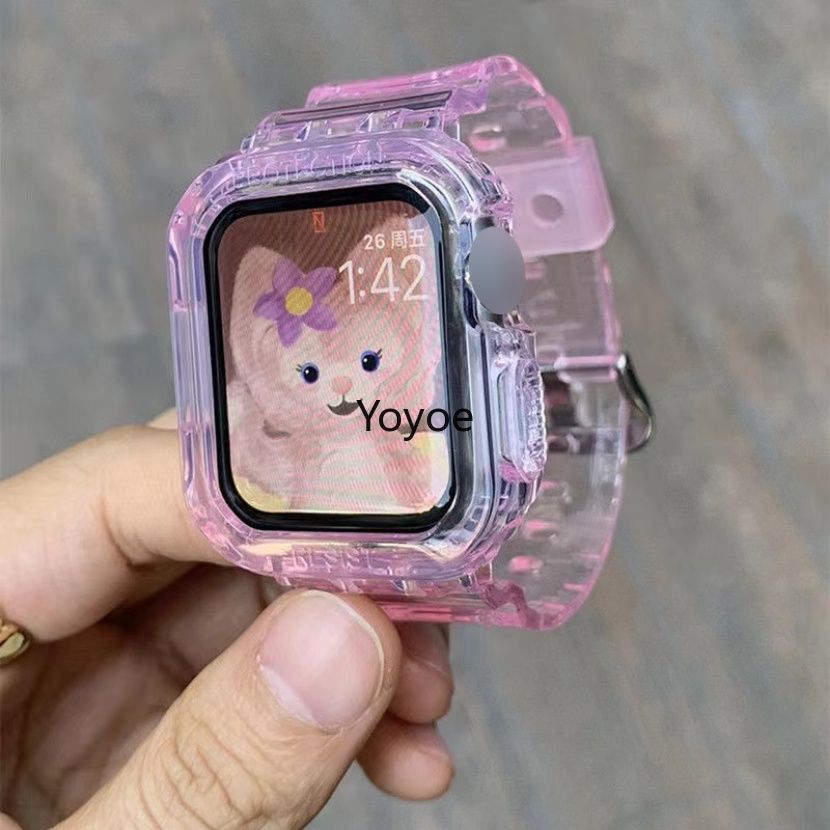 Dây Đeo Thể Thao Trong Suốt 49mm 44mm 45mm 38mm 4 3 2 1 Cho iWatch Series 8 SE 7 6 5 41mm 42mm 40mm