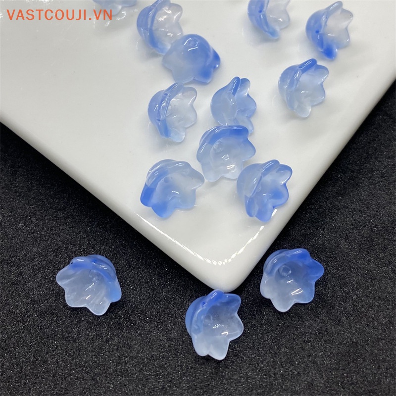 Set 100 Hạt Xỏ Lỗ Hình Hoa Lan Hai Màu gradient Bằng Acrylic Làm Vòng Tay / Vòng cổ DIY
