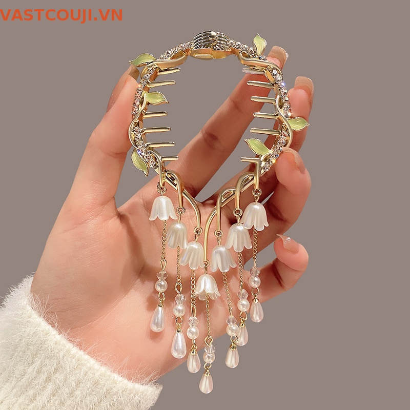 Kẹp Tóc Đính Đá Phối Tua Rua Thời Trang Cho Nữ