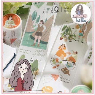 Một chu kì washi tape chủ đề cuộc sống thiếu nữ dễ thương dùng để trang trí 35cm