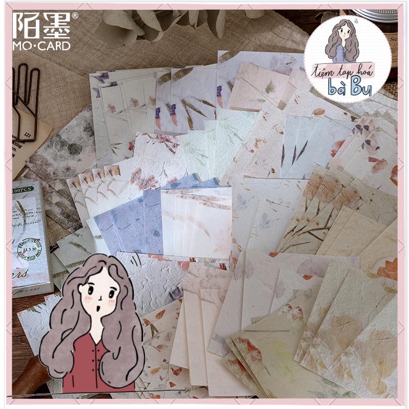 Hộp 100 tờ giấy nền cổ điển / vintage dùng để trang trí DIY