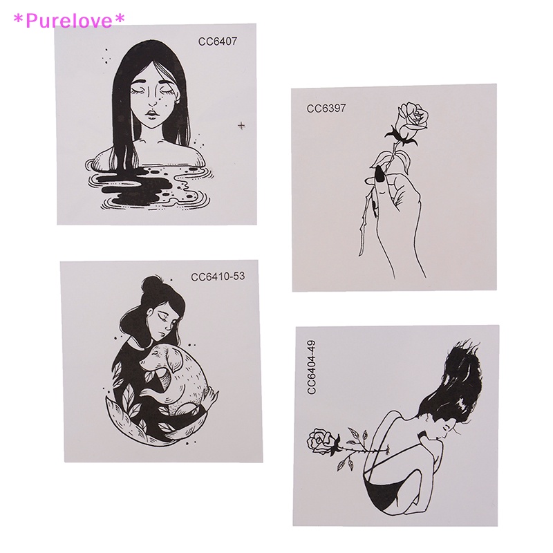 Bộ 5 Tấm Hình Xăm Dán Mặt Trắng Đen Phong Cách Vintage Độc Đáo Mới