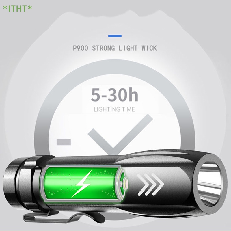 Đèn Pin LED Mini Siêu Sáng Sạc USB Tiện Dụng Cho Cắm Trại / Hung Và Khẩn Cấp Mới