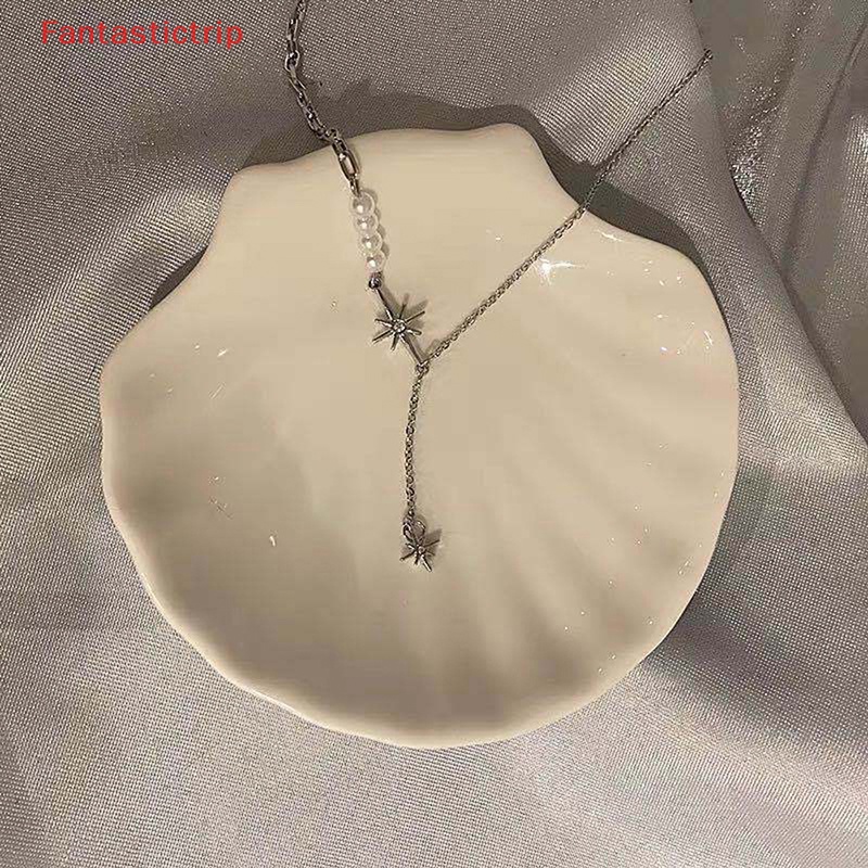 [Fantastictrip] Vòng cổ Thời Trang Hàn Quốc Gothic Punk Ngọc Trai Nhân Tạo Tám Ngôi Sao Tám Vòng cổ Cho Nữ Mới