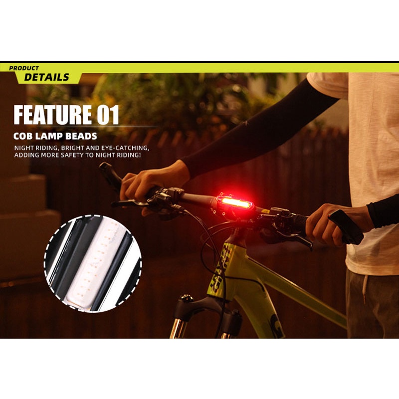 Đèn LED Hậu Cảnh Báo An Toàn Sạc USB 5 Chế Độ PHMAX Cho Xe Đạp