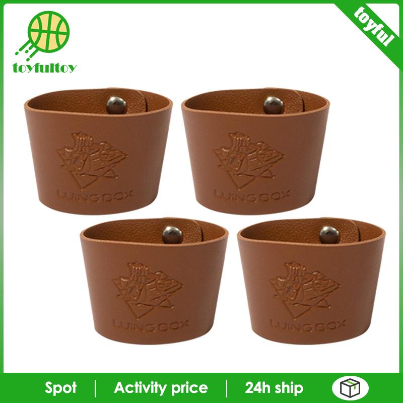 Set 4 Vỏ Bọc Cốc Bằng Da PU Gọn Nhẹ Cách Nhiệt Cho Cắm Trại