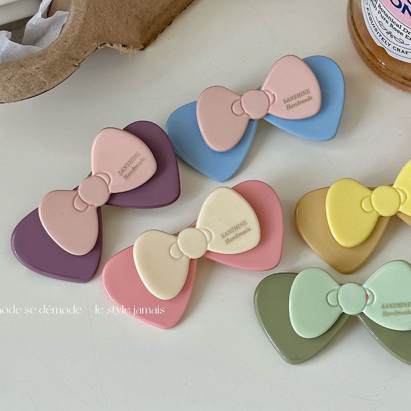 Kẹp Tóc Hình Nơ Màu Vàng Phong Cách Hàn Quốc Dễ Thương Cho Nữ