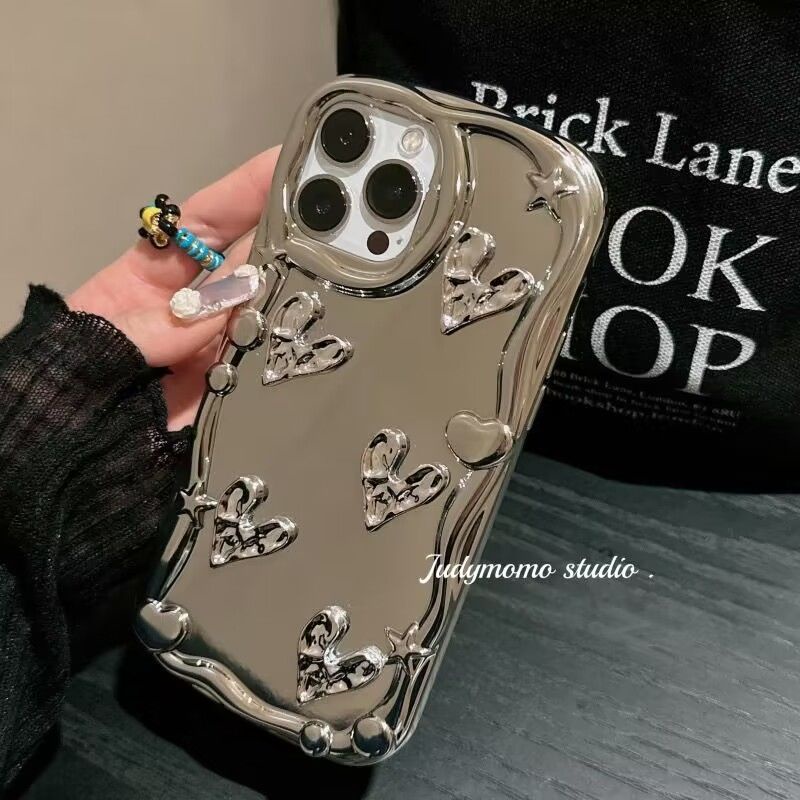 Ốp Điện Thoại Tráng Gương Mạ Điện Hình Trái Tim Ba Chiều Cho Iphone 14promax 13 13promax 12 11 7 / 8Plus Xsmax