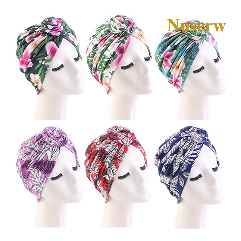 Mũ Trùm Đầu Chemo Kiểu Ấn Độ Họa Tiết Hoa Thắt Nút Cho Phụ Nữ Hồi Giáo