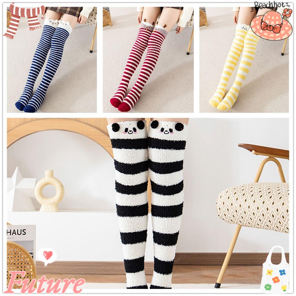 Vớ Dài Qua Gối Họa Tiết Kẻ Sọc Thời Trang Ấm Áp Cho Nữ