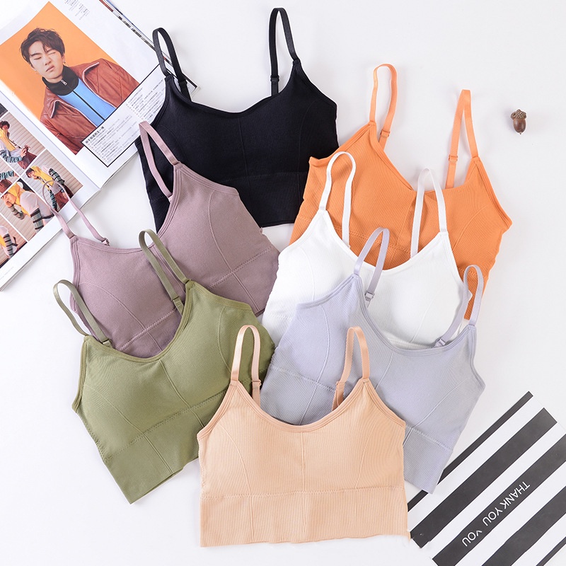 Áo Ngực Thể Thao Không Đường May Có Đệm Nâng Ngực Chống Lóa Lưng Đẹp Mắt Không Gọng Thép Dành Cho Bạn Nữ