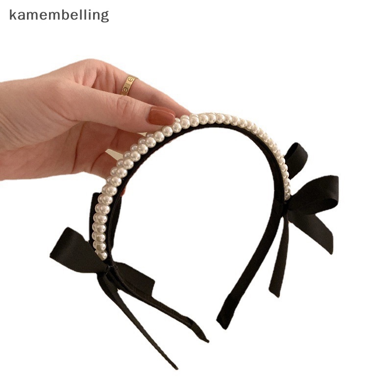 Băng Đô Nơ Đen Đính Ngọc Trai Thời Trang Cho Nữ