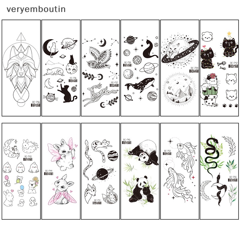 Hình Xăm Dán Tạm Thời Họa Tiết Động Vật Màu Đen Cho Nam Và Nữ