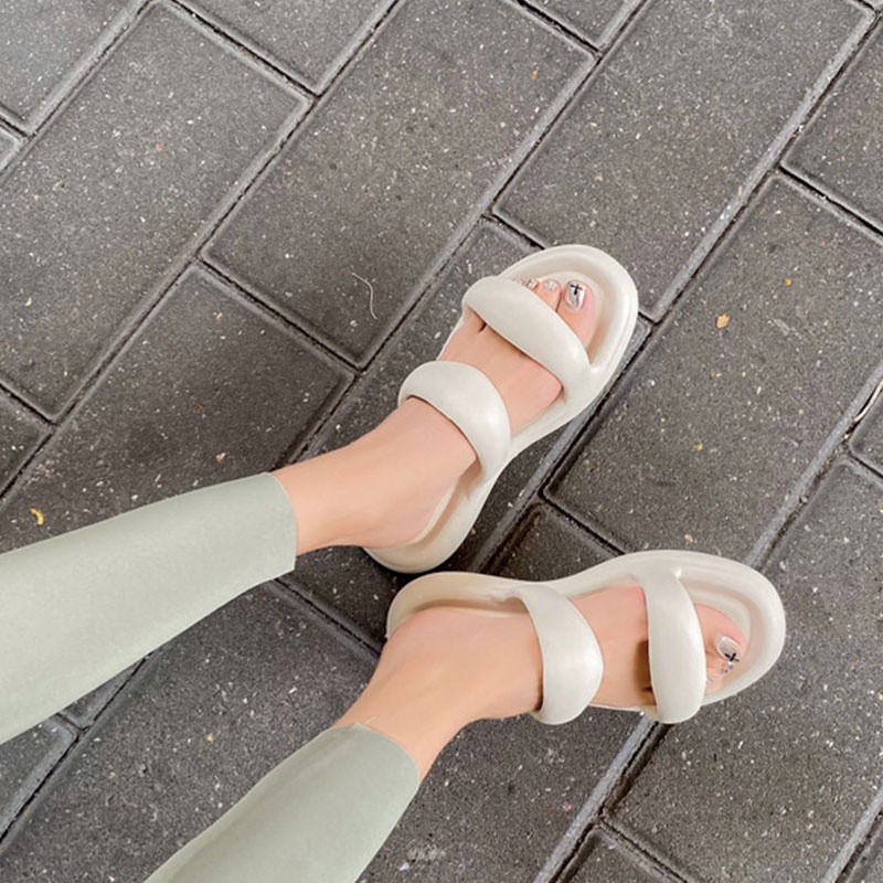 Hong Kong Premium shoes❥(^_-)Dép Quai Ngang Đế Mềm Bằng EVA Phong Cách Âu Mỹ Thời Trang Cho Nữ