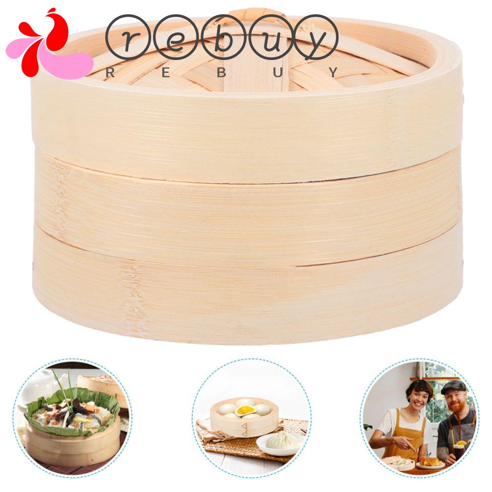 Nồi Hấp Bánh Bao / Há Cảo Mini Bằng Tre Có Nắp Đậy Chống Bỏng Có Tay Cầm