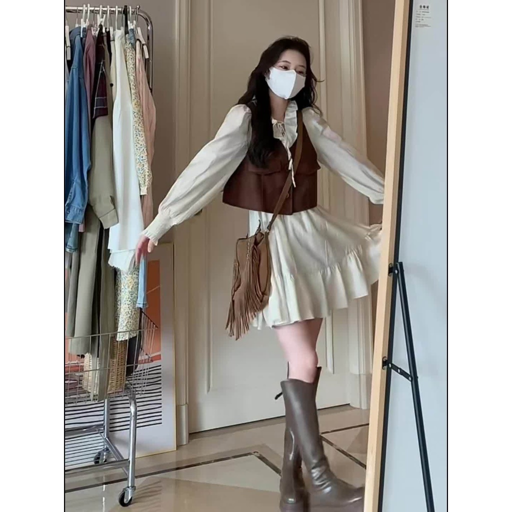 Set Đầm Và Áo Khoác Không Tay Thiết Kế Mới Ngọt Ngào Thời Trang Mùa Hè Dành Cho Nữ