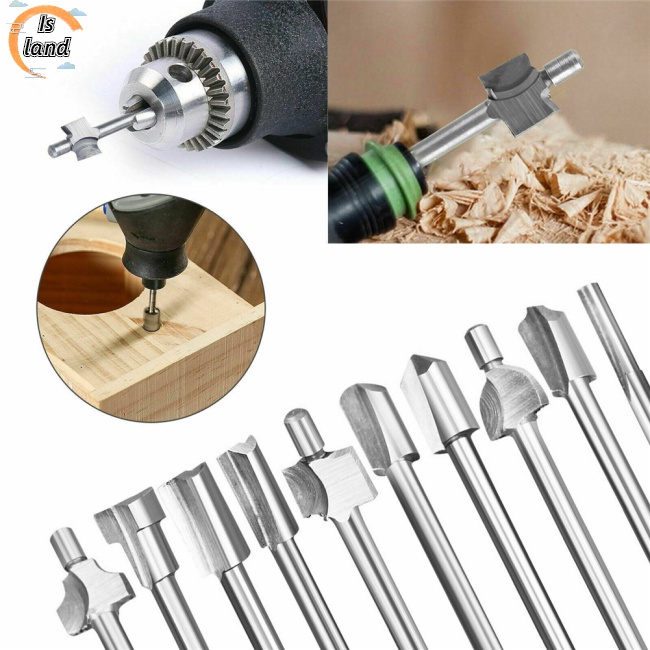 Bộ 10 Mũi Khoan Định Tuyến Hss Bằng Kim Loại Đa Chức Năng Dùng Cho Dremel / Nhựa / Gỗ