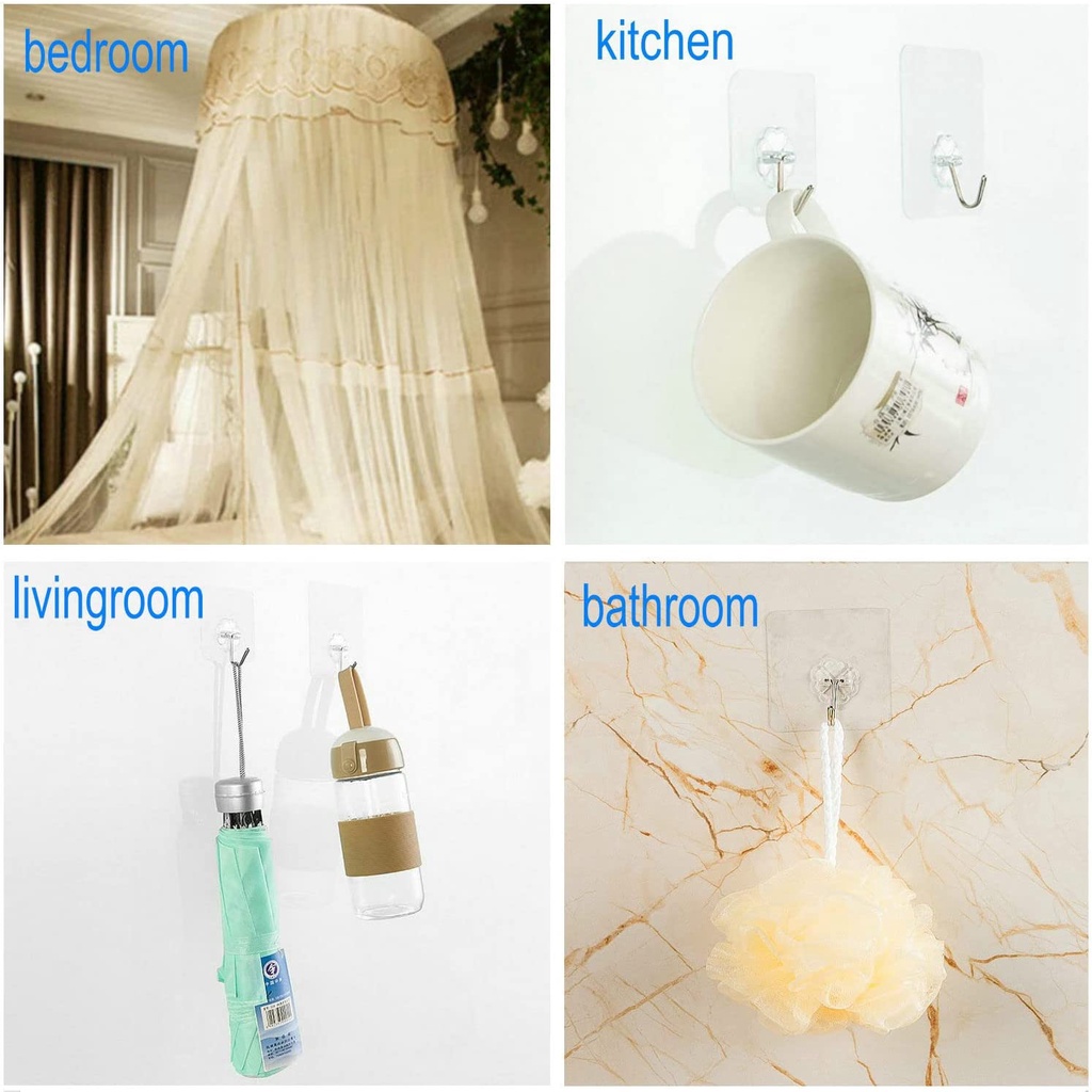 Móc Treo Đồ Dán Tường Trong Suốt Chịu Tải Nặng Đa Năng Cho Nhà Bếp Nhà Tắm