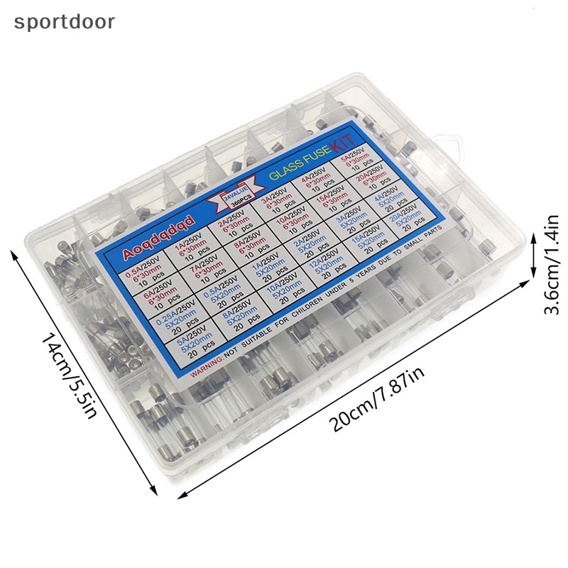 Hộp Cầu Chì Ống Thủy Tinh 360 Cái Loại 6x30mm 0.5A-20A 5X20Mm 0.25A-20A