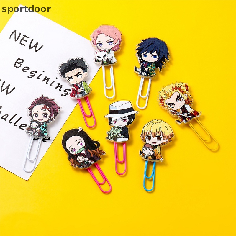 [sportoutdoor] Kẹp Giấy Đánh Dấu Trang Sách Hình Anime Demon Slayer Đáng Yêu Dành Cho Trường Học / Văn Phòng [out