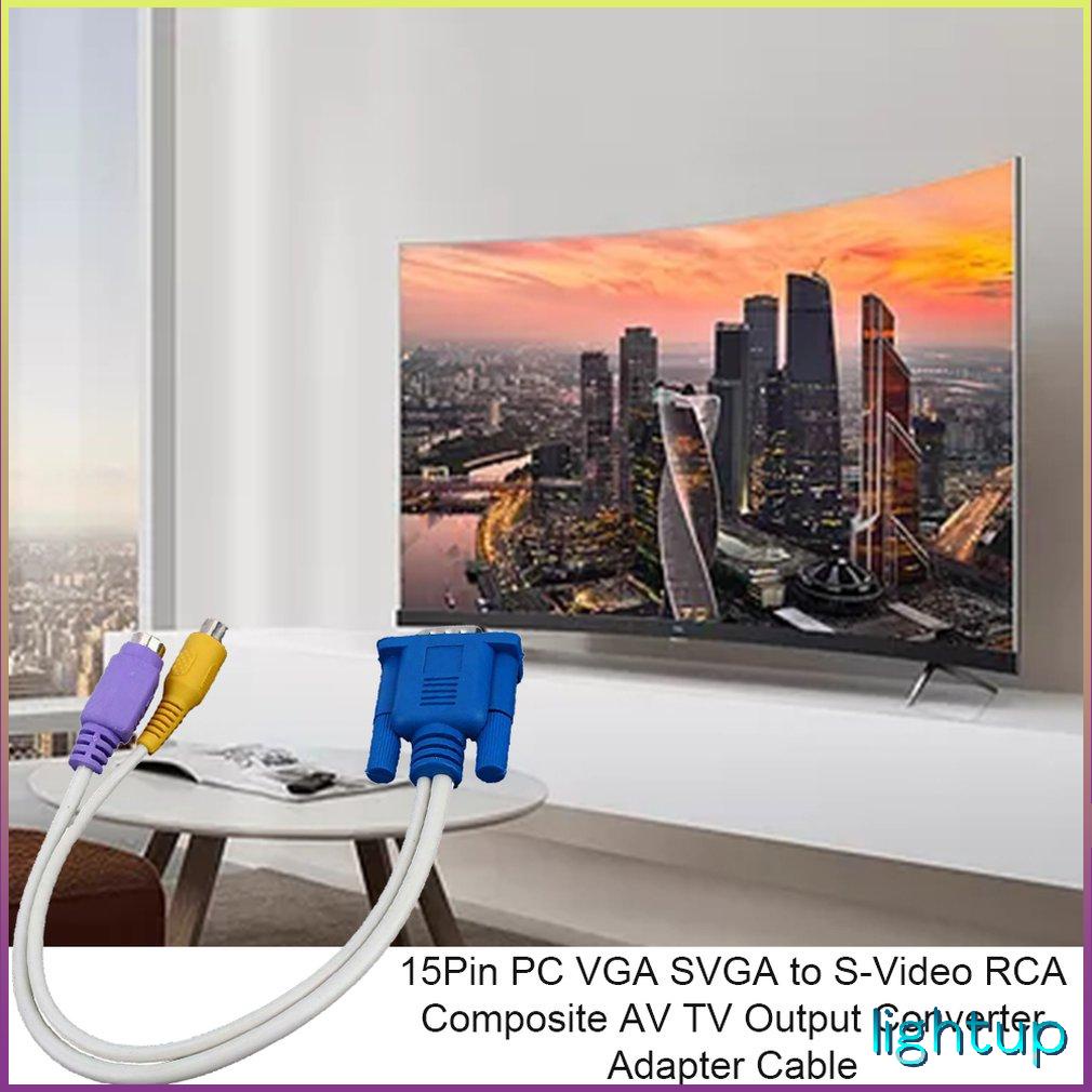[Sẵn sàng] 1Pc 15Pin Pc Vga Svga Sang S-Video Rca Composite AV Tv Ra Bộ Chuyển Đổi Cáp Dòng Kết Nối Cho Tivi [Y/9]