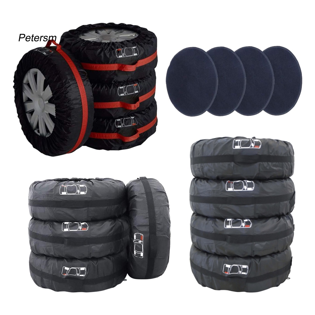 Set 4 Vỏ Bọc Bảo Vệ Lốp Xe Chống Nắng / Tia UV Bằng Vải Oxford Chống Mài Mòn Có Thể Gập Gọn