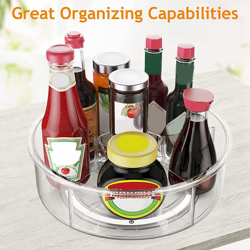 Bàn Xoay Bằng Acrylic Trong Suốt Cỡ Lớn Có Chia Ngăn Sắp Xếp Gọn Gàng Cho Tủ Lạnh Nhà Bếp Nhà Tắm