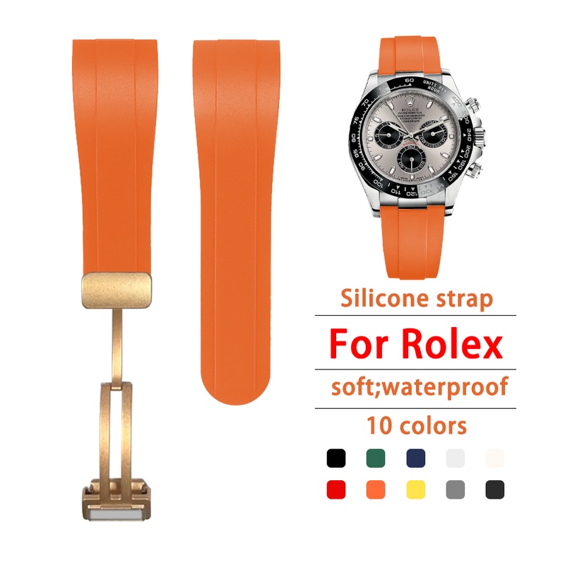 Dây Đeo Đồng Hồ Bằng Cao Su Silicone Mềm Cong 22mm Chống Nước Cho Rolex Submariner Ghost