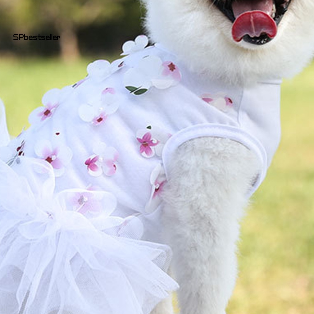 Đầm Phối Ren Họa Tiết Hoa Dễ Thương Thoải Mái Thời Trang Mùa Hè Cho Cún Cưng