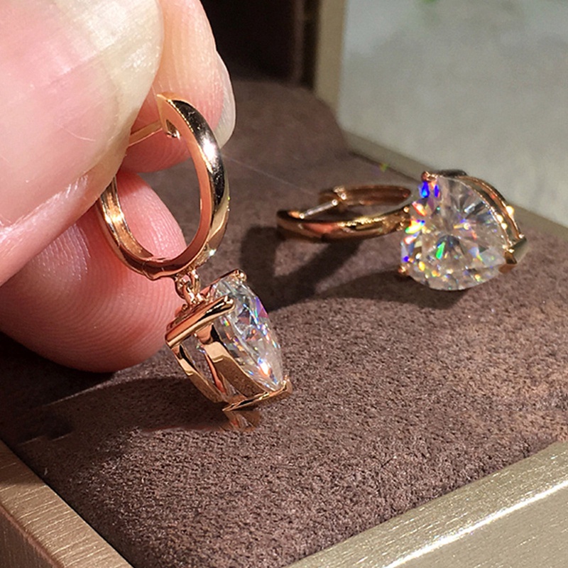 Bông Tai Hình Trái Tim Đính Đá Zircon Sang Trọng Cho Nữ