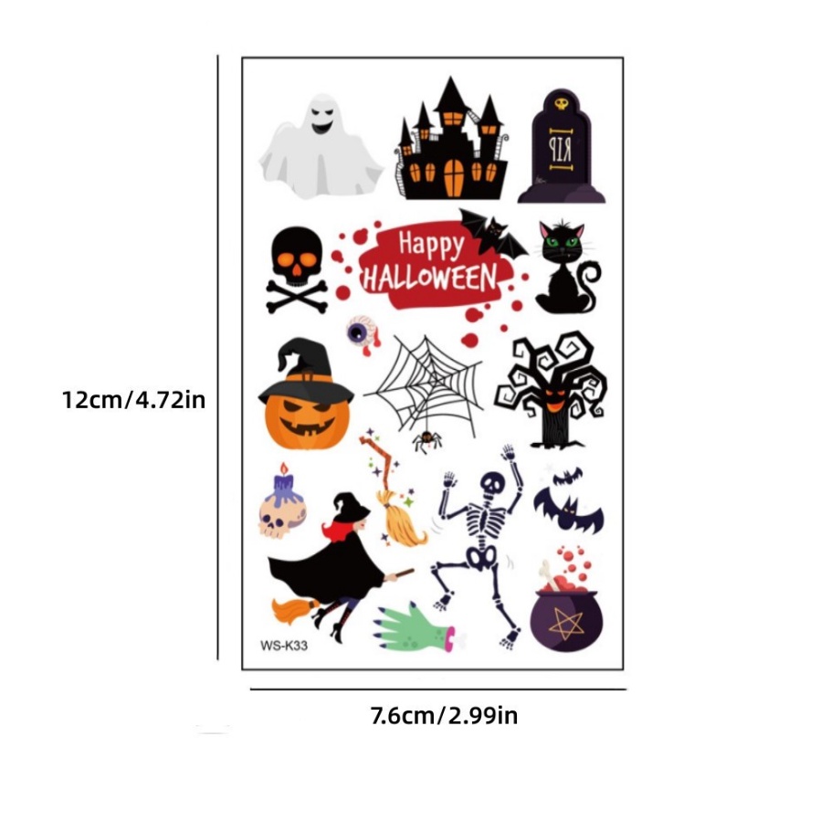 Hình Xăm Dán Họa Tiết Halloween Hoạt Hình Vui Nhộn Sáng Tạo