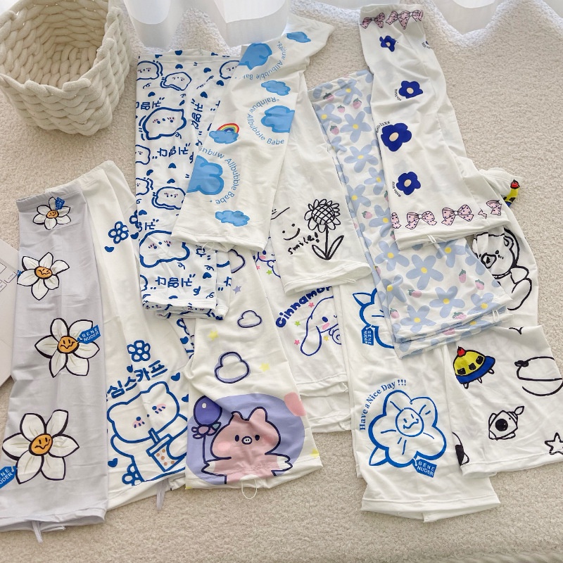 Găng Tay Chống Nắng Vải Lụa Lạnh In Hoạt Hình Dễ Thương Thời Trang Mùa Hè Cho Nữ