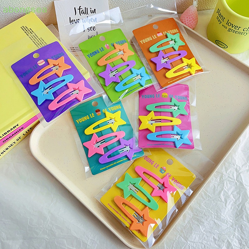 Set 3 Kẹp Tóc Hình Ngôi Sao Nhiều Màu Sắc Dễ Thương Cho Bé Gái