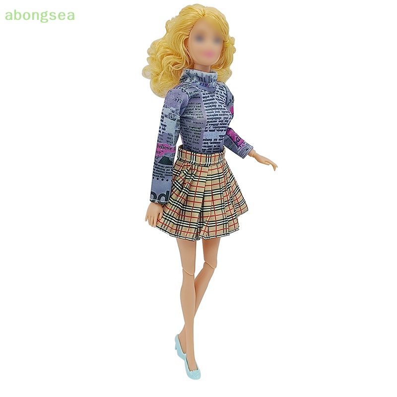 Abongsea Bộ Áo Và Chân Váy Xếp Ly Trên Và Dưới Cao Cấp Dành Cho Búp Bê