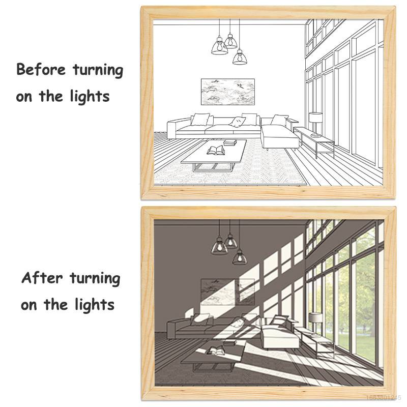 Mát Mẻ (Có Bóng Đèn LED) Tranh đèn led Tranh Vẽ Treo Cạnh Giường Phòng Ngủ Tự Làm Sáng Tạo Đơn Giản Và Ấm Áp li