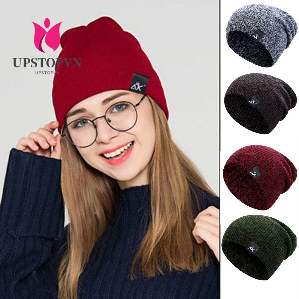Upstopvn Mũ Beanie Dệt Kim Màu Trơn Dễ Thương Mới Cho Nam Và Nữ